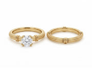 Round Cut Lab Diamond Ring + Male Ring Band | Customized Wedding Couple's Ring Set