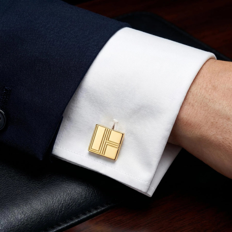 Custom Polished Pure Gold Cufflinks – Wedding & Formal Wear Essentials